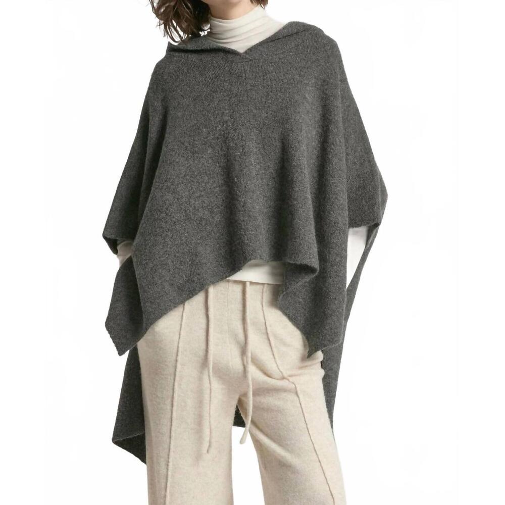 NEW LOOK BY M hooded pullover poncho in charcoal